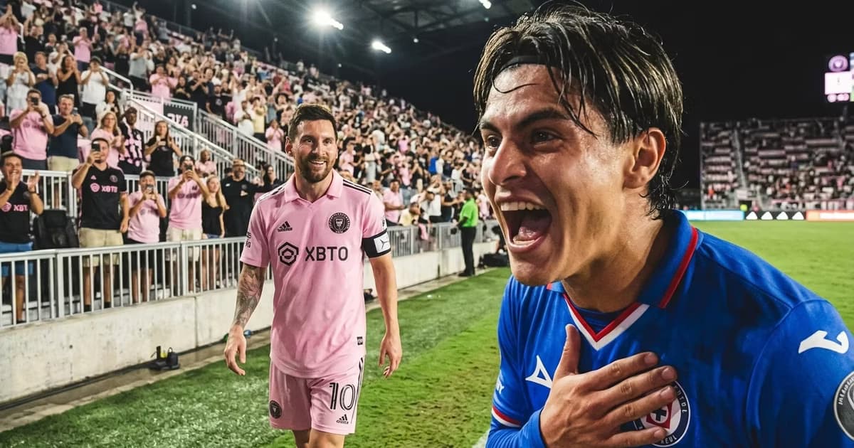 Luka Romero fue uno de los tantos jugadores de Cruz Azul que fueron a saludar a Lionel Messi