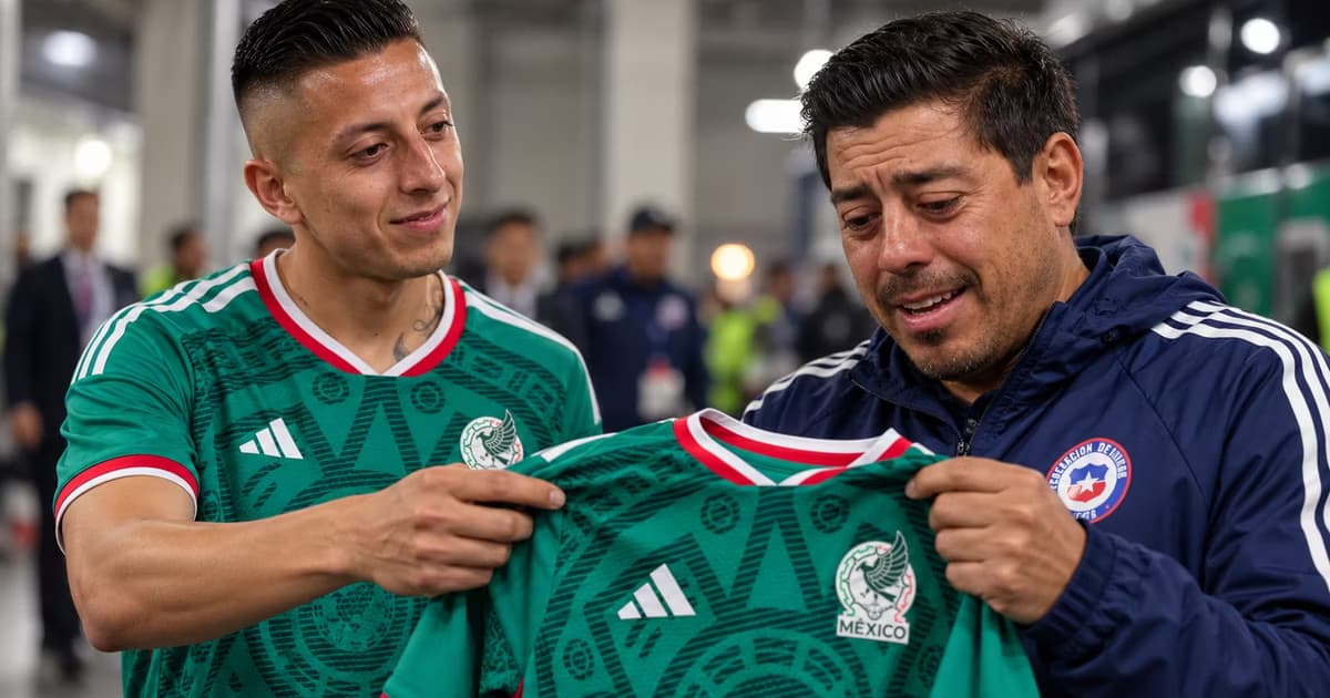Roberto Alvarado entregó su camiseta a Nicolás Córdova en el túnel del Memorial Coliseum después de la derrota de México frente a Chile.