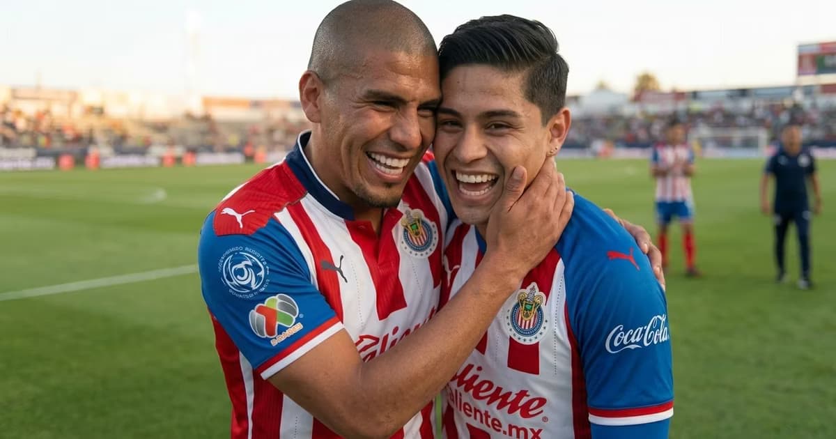 Carlos Salcedo y Eduardo "Chofis" López festejando una anotación durante su etapa compartida en Chivas.