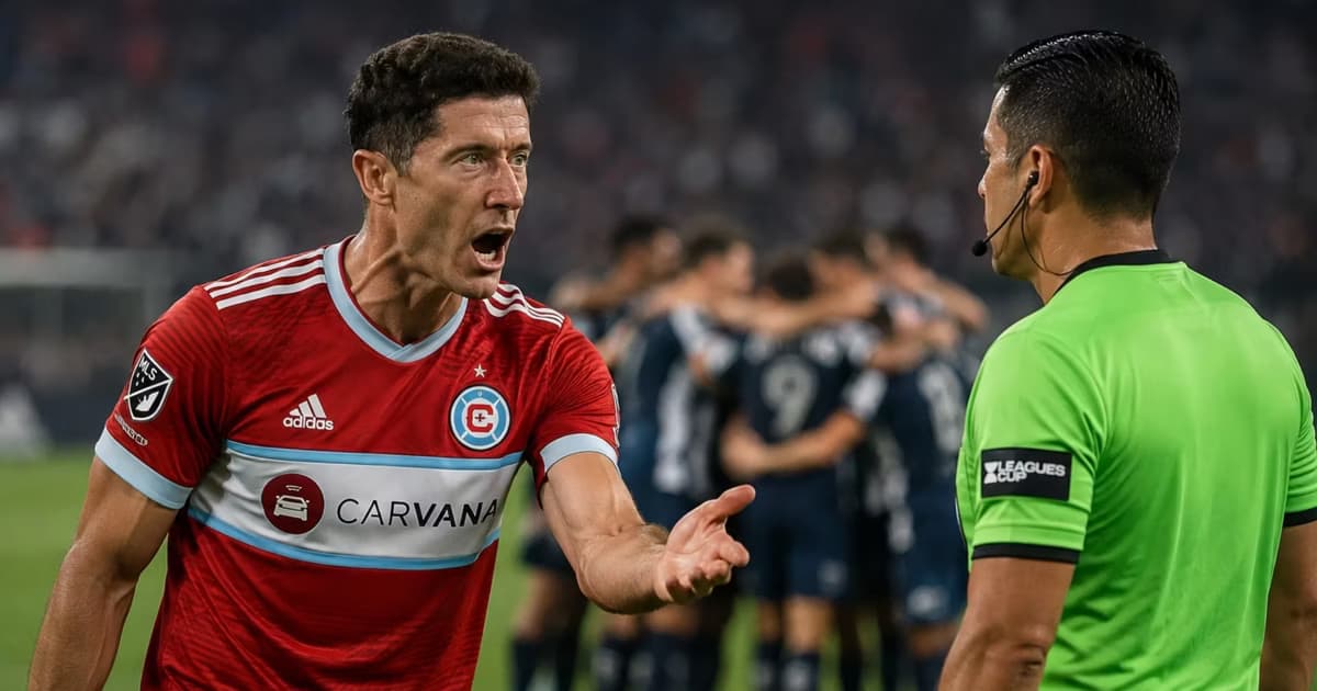 Robert Lewandowski reclamando al árbitro.