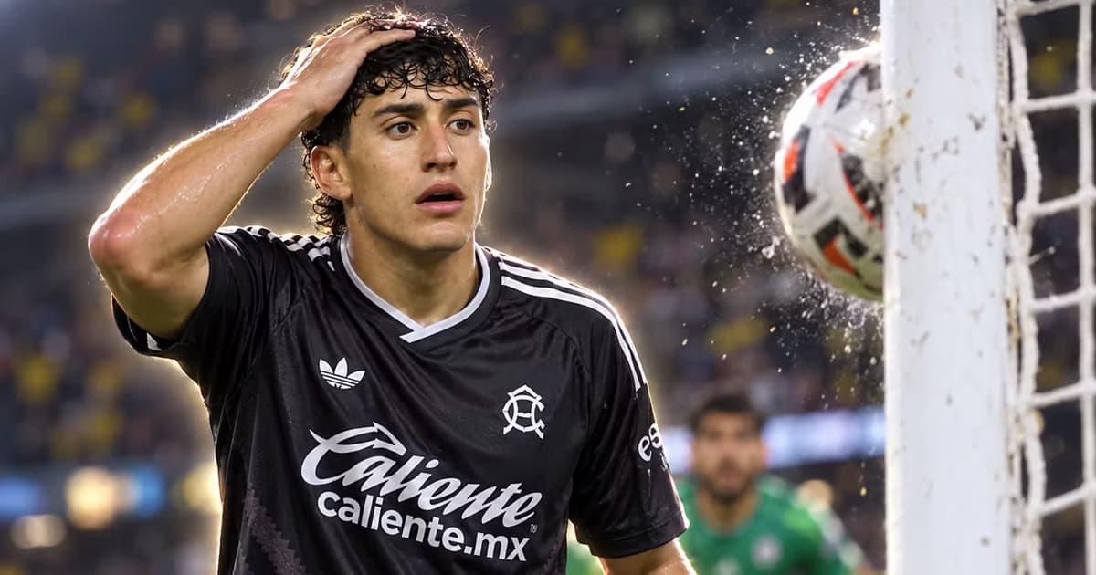 Alejandro Zendejas sacó un disparo de gran calidad al minuto 33 ante Cruz Azul, pero el poste evitó que la acción terminara en uno de los goles de la noche.