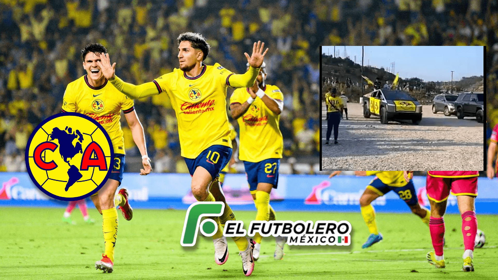 Aficionados del América llegaron al estadio con lujoso Tesla para apoyar (Foto: Especial)