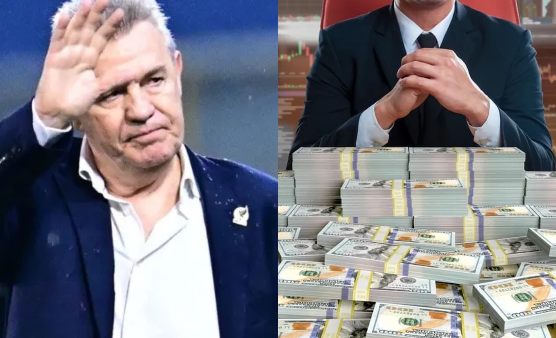 Aguirre saluda a afición, a la derecha, hombre con dinero (Fuente: Mexsports y Finanzas.com)