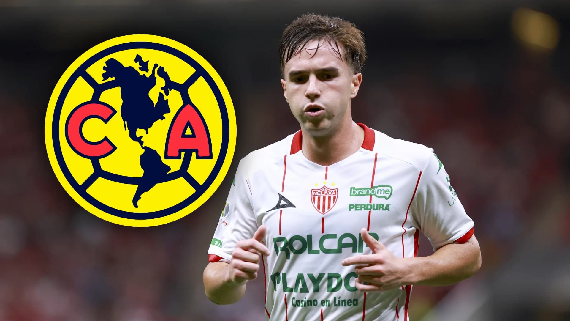 Agustín Palavecino durante el cotejo de Necaxa ante Chivas