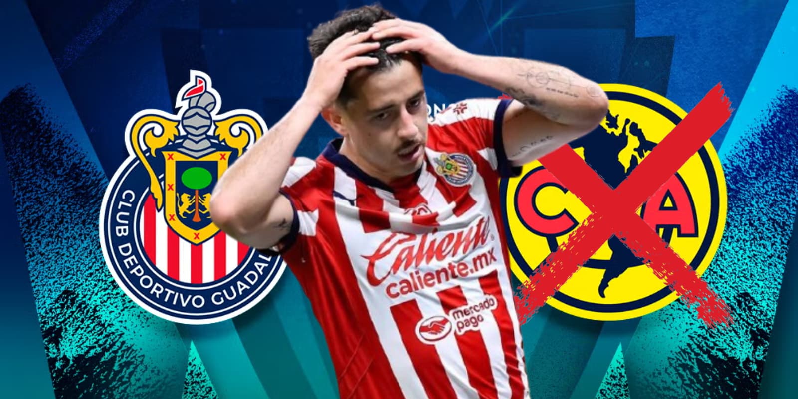 Alan Mozo junto a los escudos de Chivas y América / FOTO INSTAGRAM