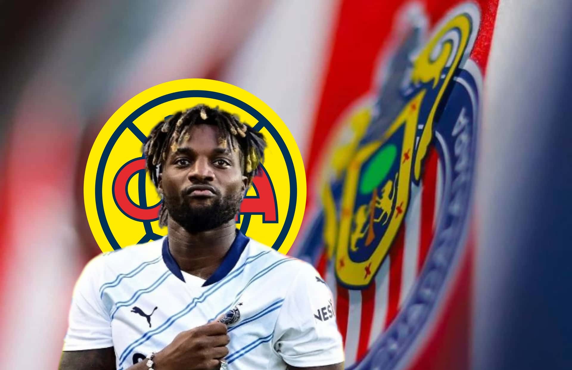 Allan Saint-Maximin, escudos de América y Chivas/Foto Mediotiempo.