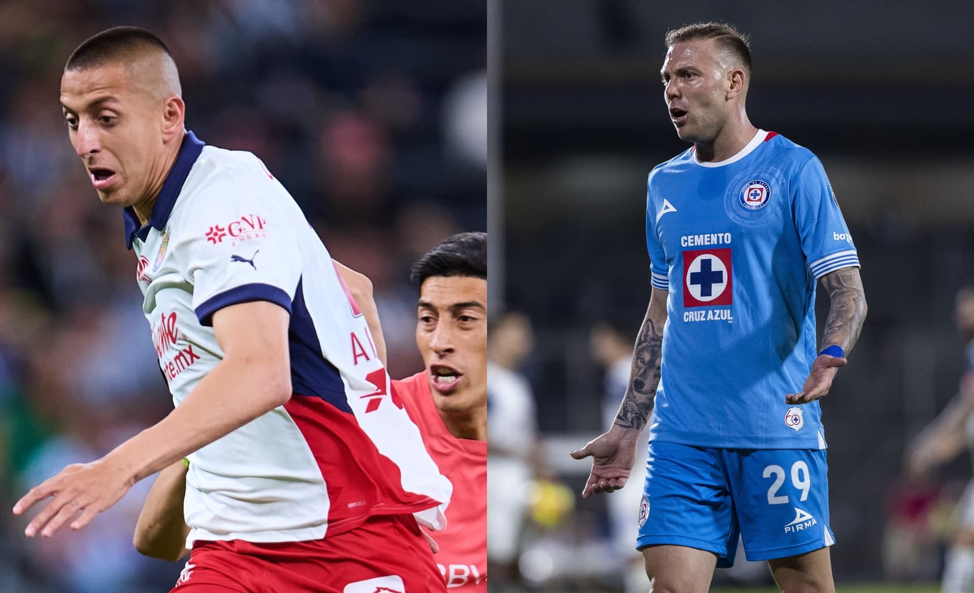 Alvarado marca gol, a la derecha, Rotondi reclama (Fuente: Mexsports )