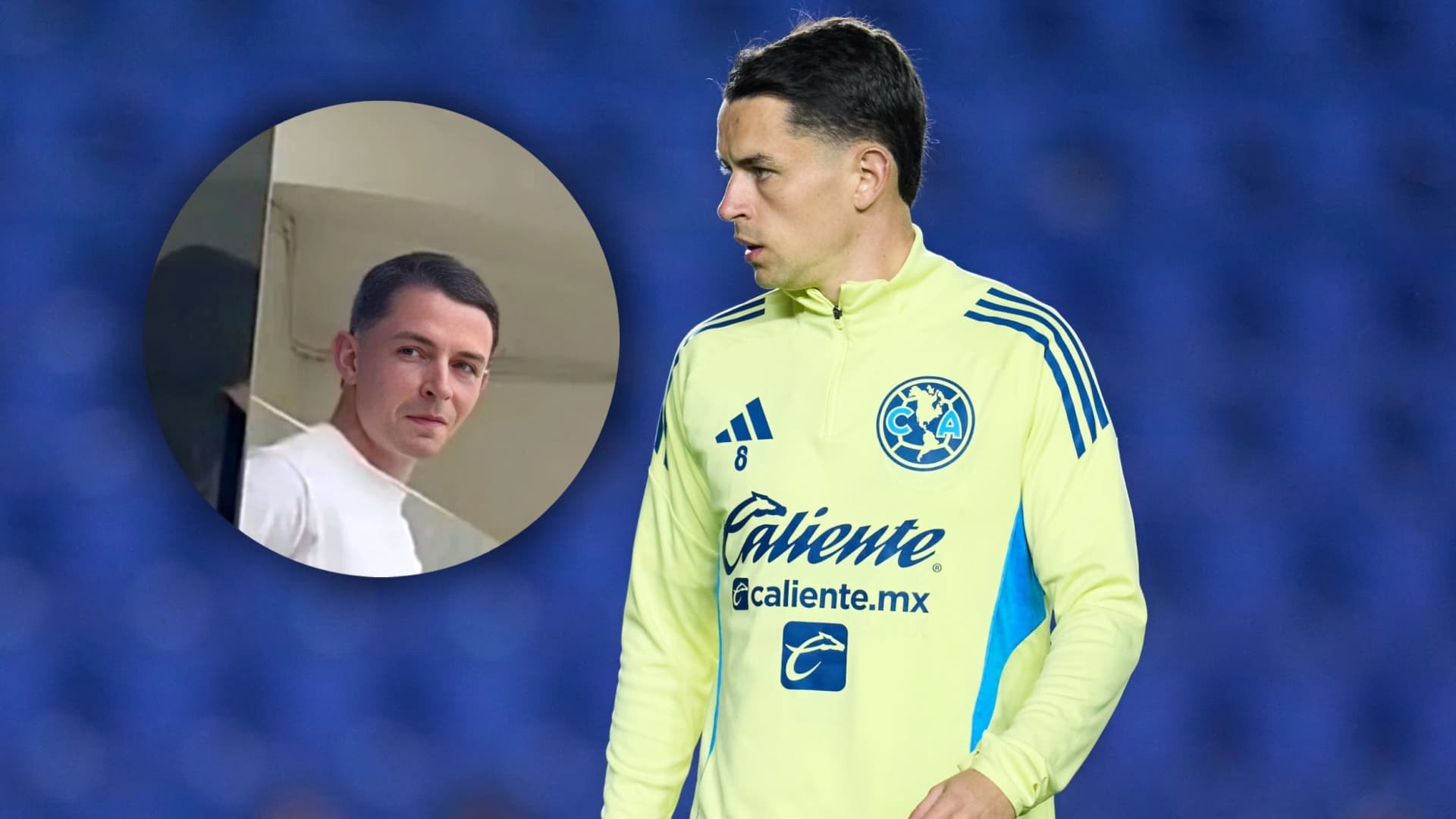 Álvaro Fidalgo durante el calentamiento con el Club América