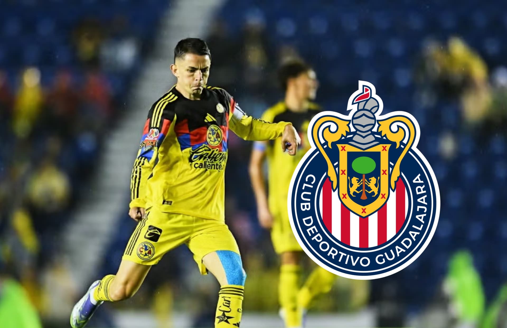 Álvaro Fidalgo y escudo de Chivas/ Foto MexSport.