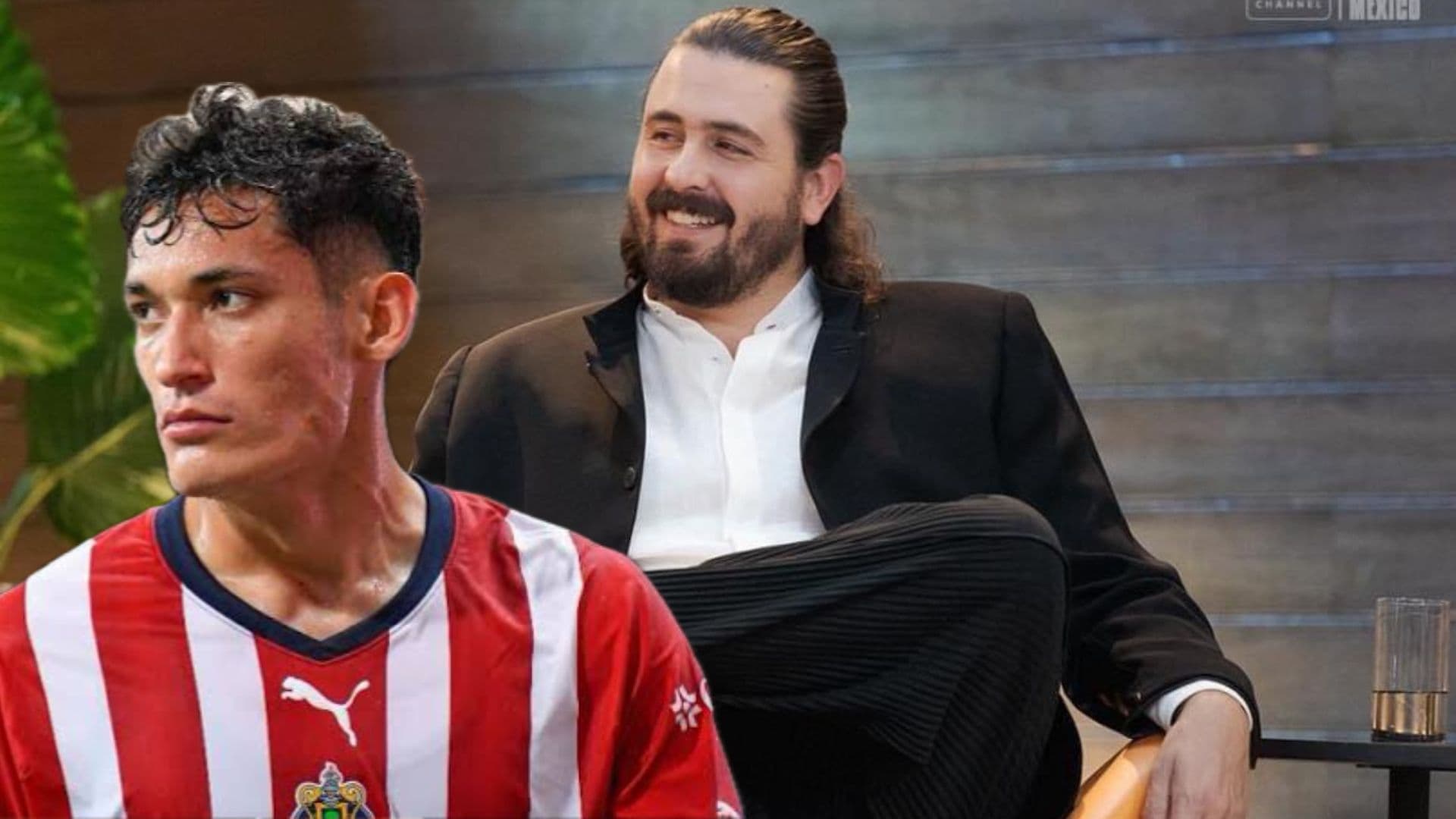 Amaury sonriendo y Chiquete en un juego de Chivas