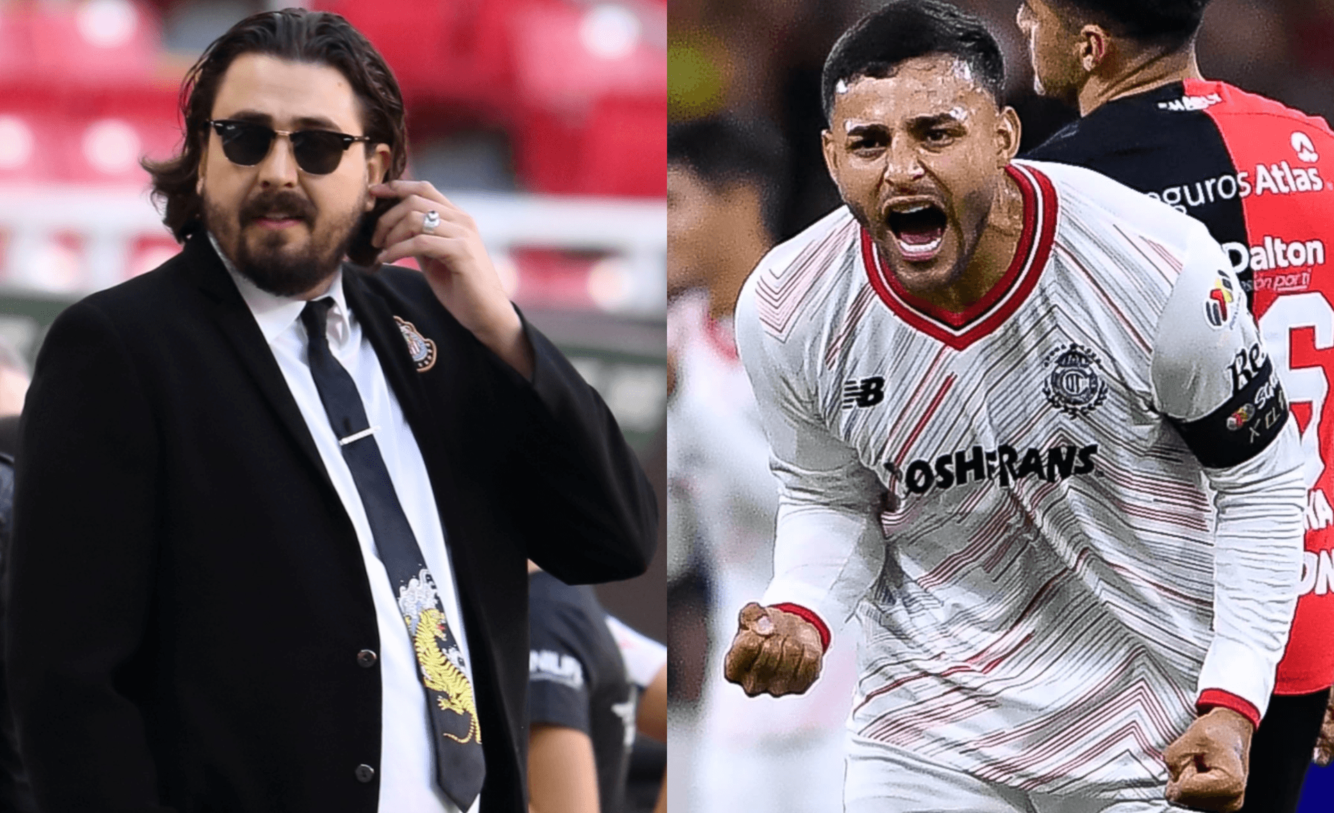 Amaury Vergara en juego con Chivas, a la derecha, Vega festeja (Fuente: Mexsports)