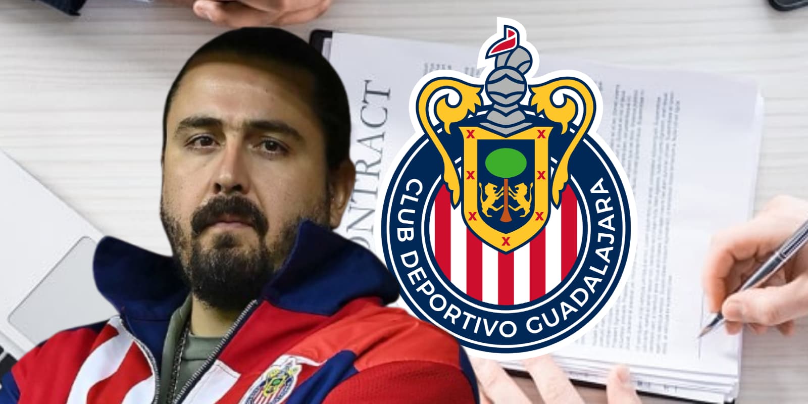 Amaury Vergara junto al escudo de Chivas / FOTO FUTBOL TOTAL