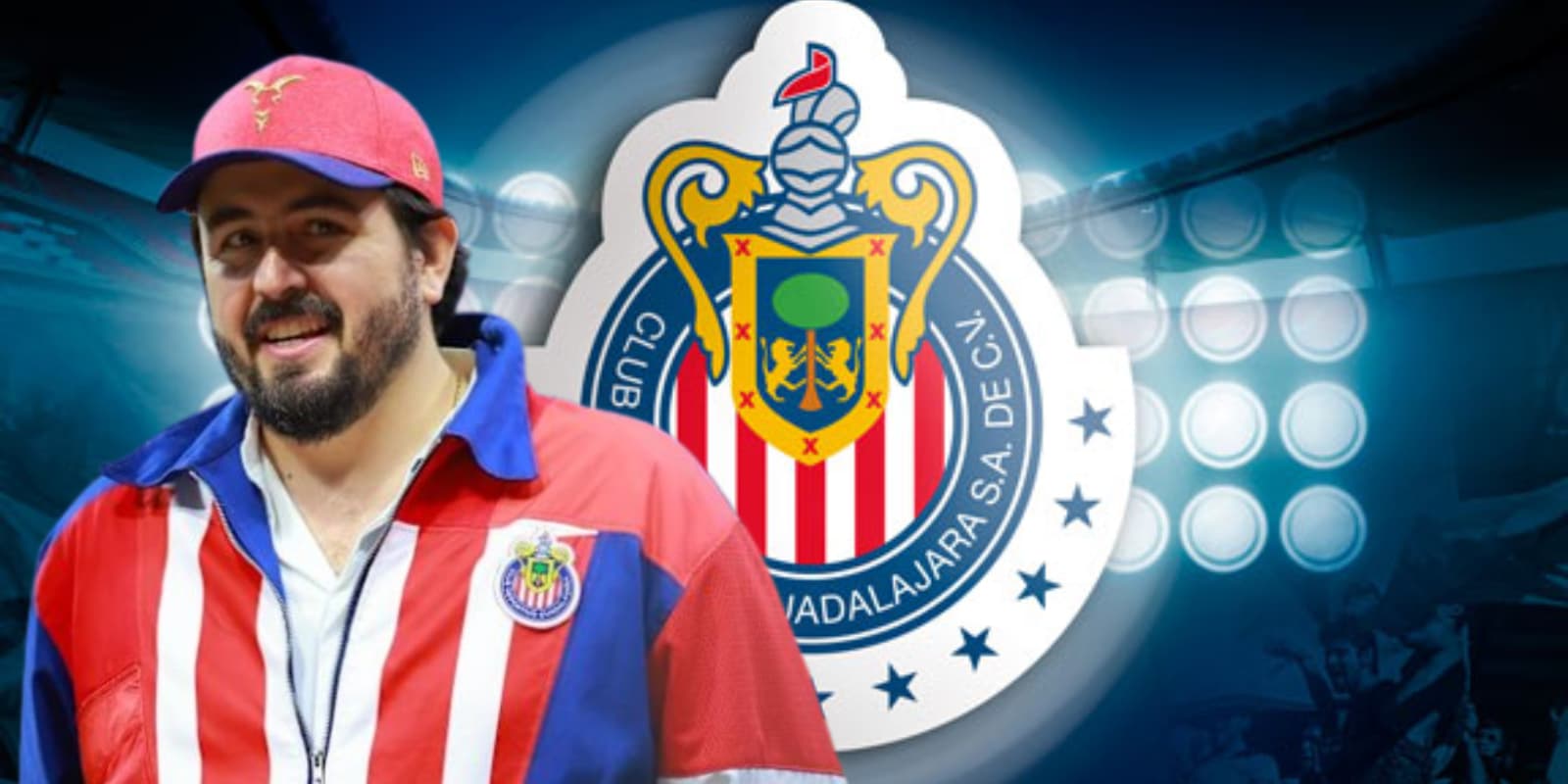 Amaury Vergara junto al escudo de Chivas / FOTO GOAL
