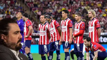 Amaury Vergara y jugadores de Chivas / FOTO TV Azteca