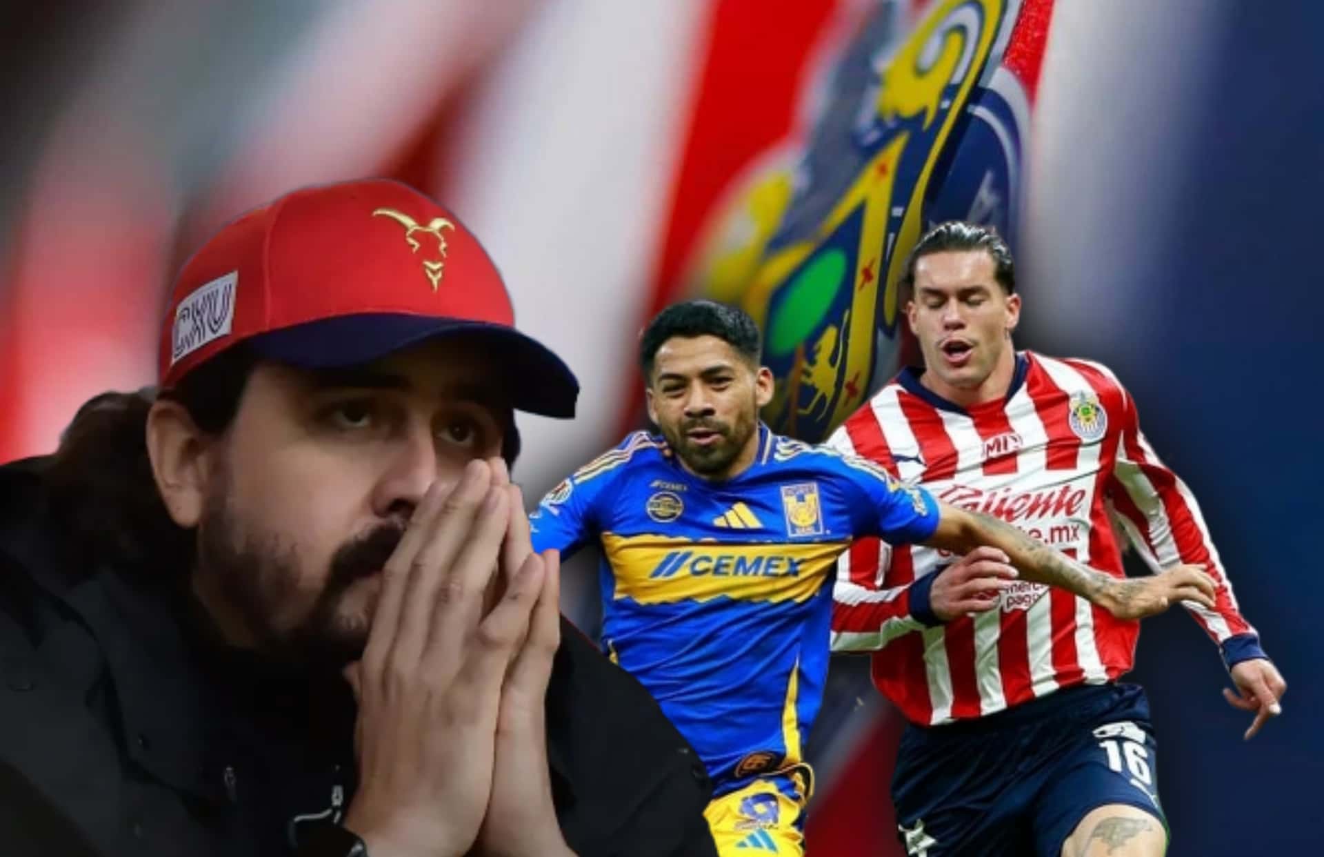 Amaury Vergara y jugadores de Chivas y Tigres/ Foto Mediotiempo.
