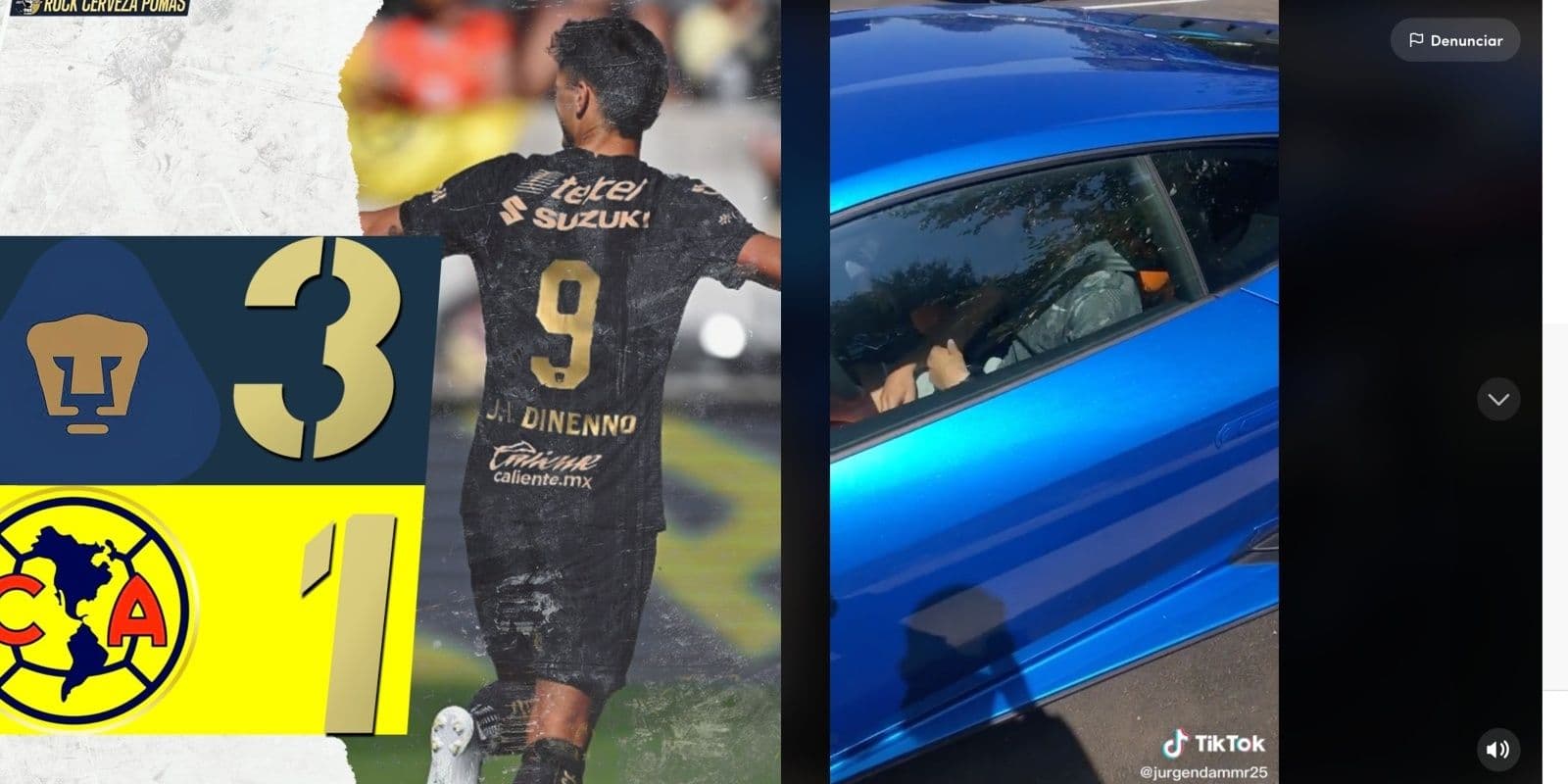 América cayó 3 a 1 frente a Pumas, mientras tanto un jugador presume su nuevo carro en TikTok