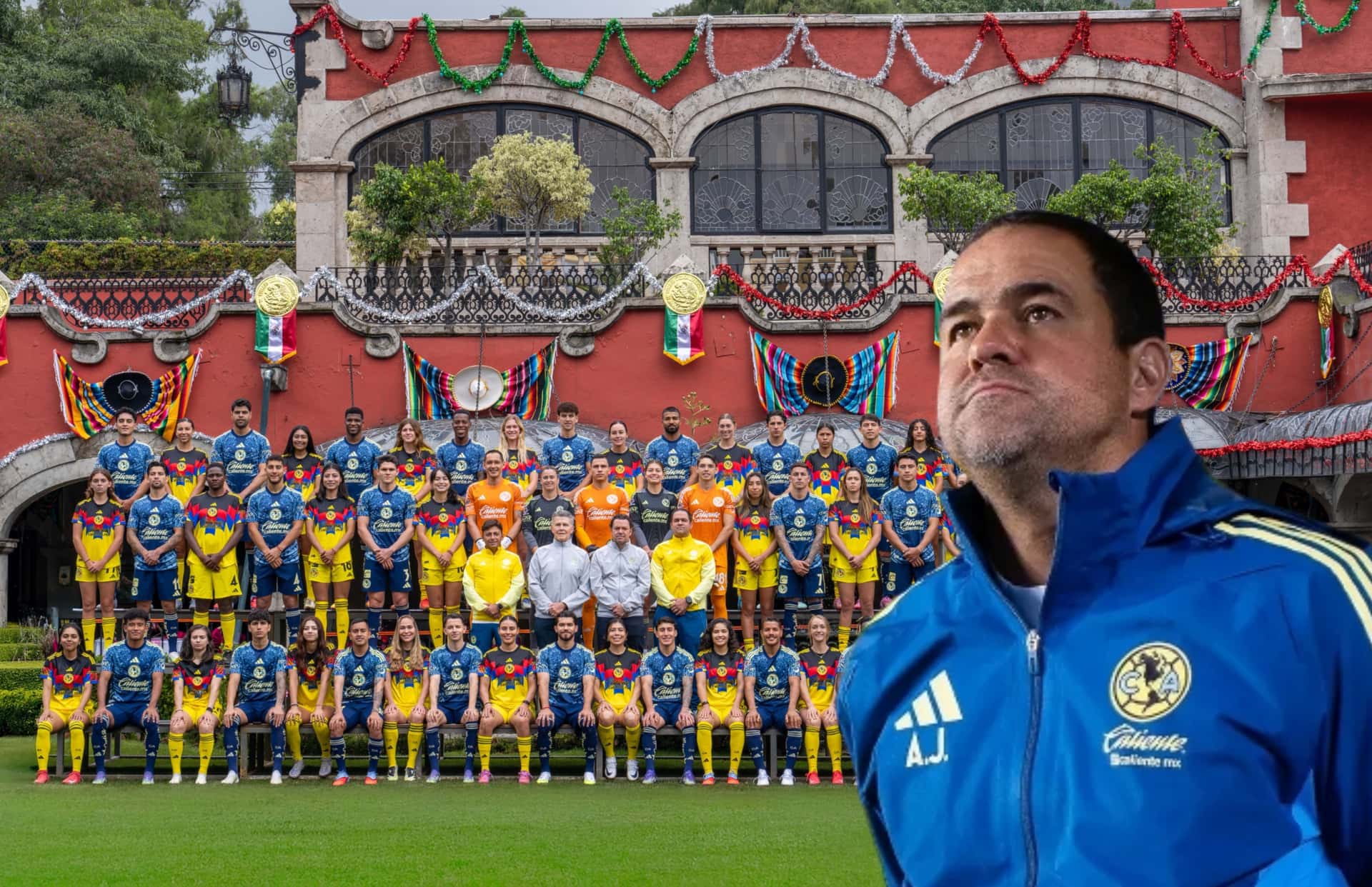 André Jardine y jugadores posando/ Foto Club América.
