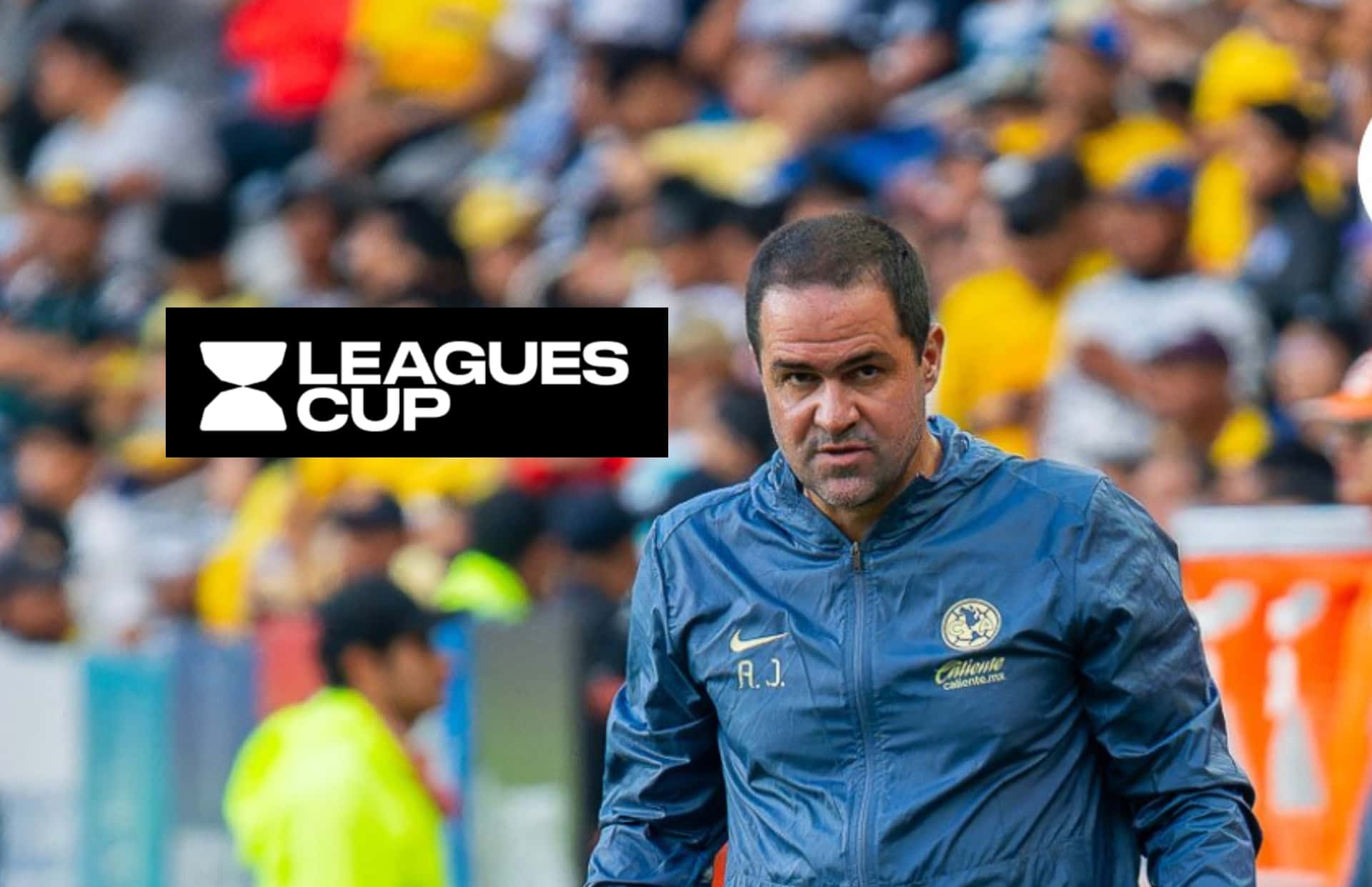 André Jardine y logo de Leagues Cup/Foto Mediotiempo.