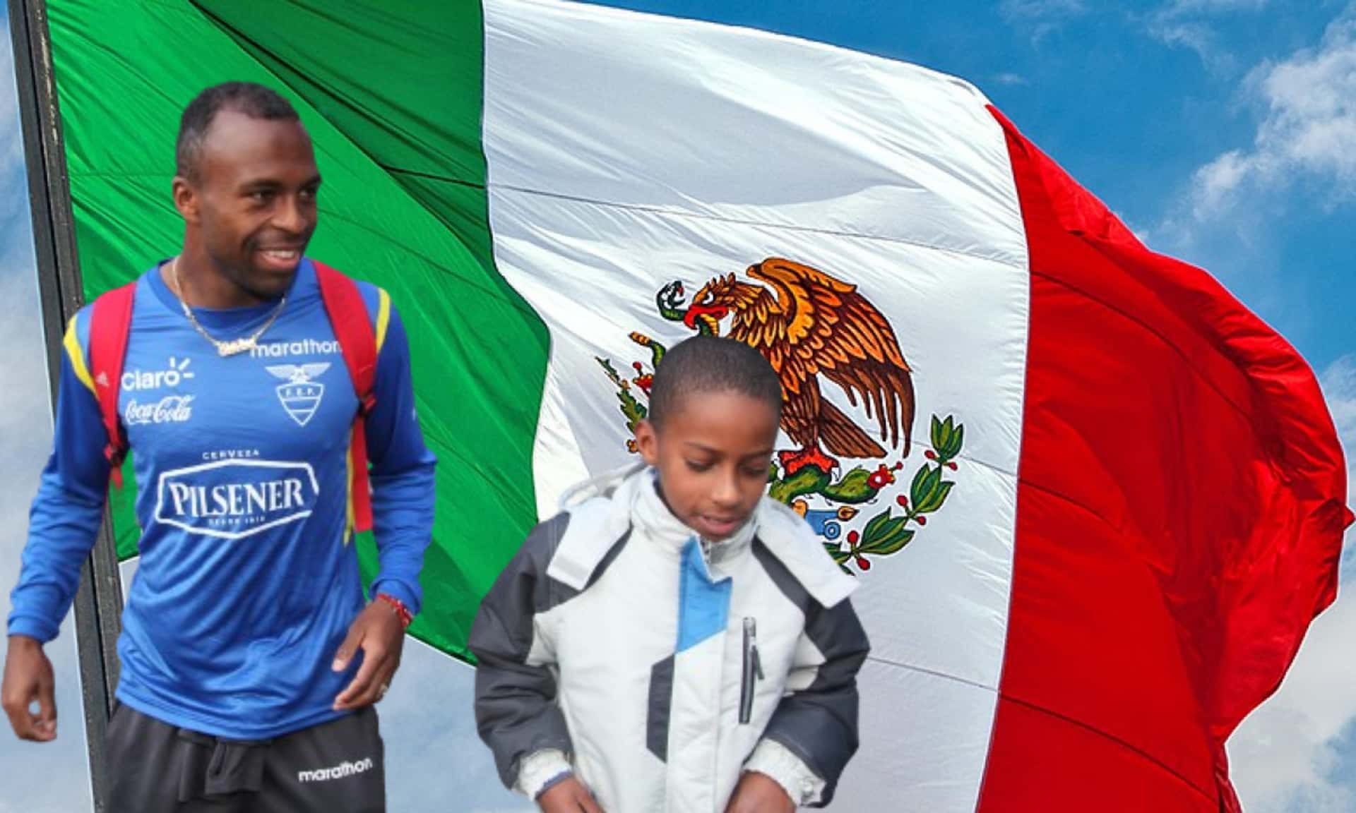 Bandera de México y de frente, el ex jugador de las Águilas Christian Benítez / El Futbolero
