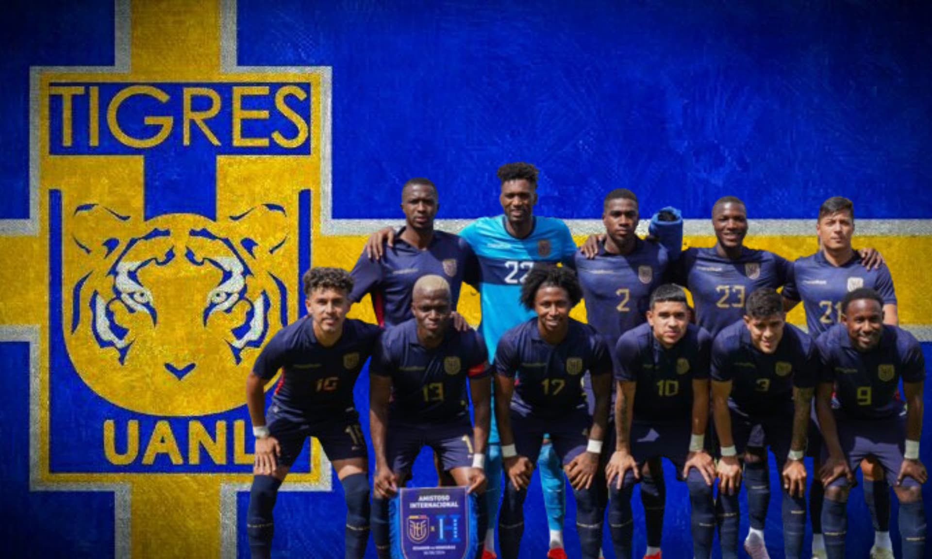Bandera de Tigres junto con la selección de Ecuador (Fuente: Pinterest)