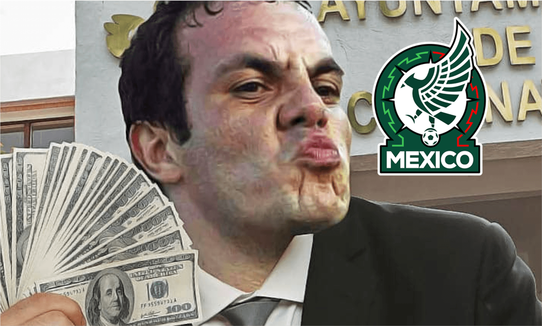 Blanco y una ilustración con dinero que sujeta en su mano / El Dizque