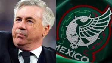 Carlo Ancelotti digiriendo al Real Madrid y el escudo de México / El Futbolero 