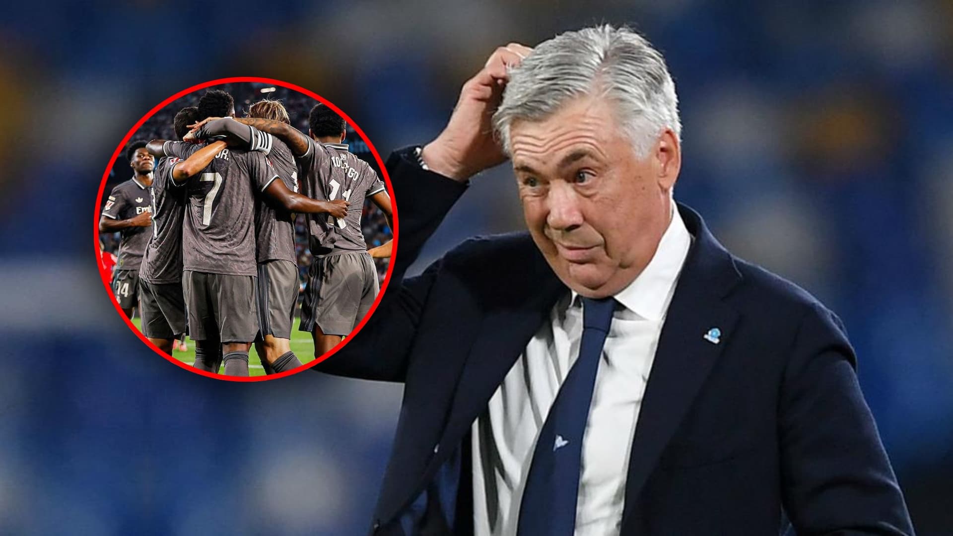 Carlo Ancelotti y jugadores del Real Madrid (Foto: BBC)