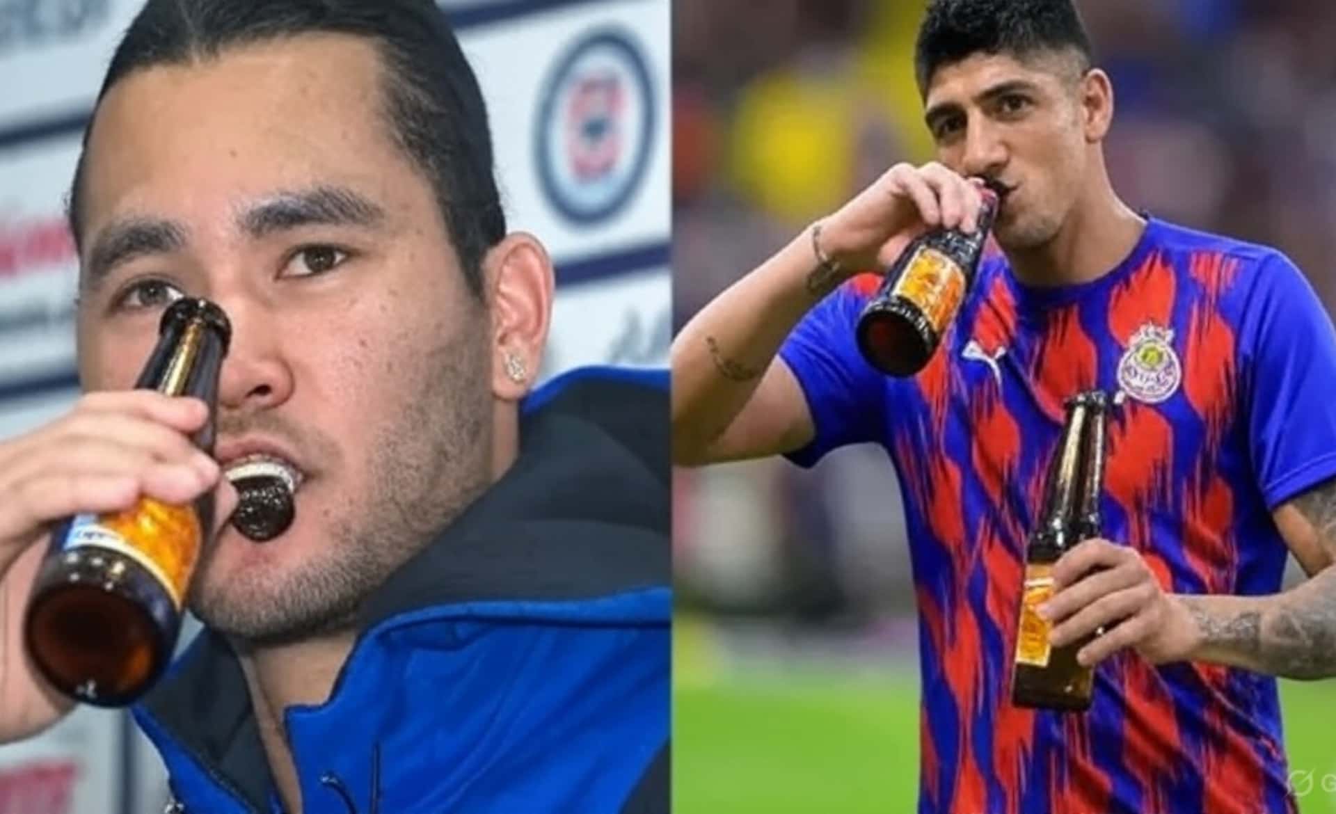 Carlos Peña en conferencia de prensa y Alan Pulido en práctica de las Chivas (Fuente: Mexsports y Grok)