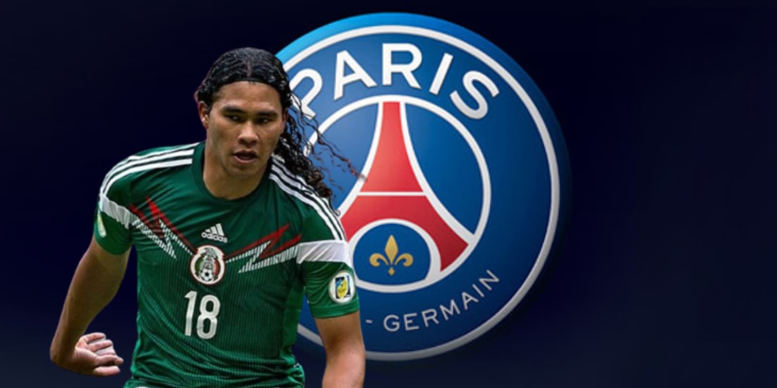 Carlos Peña junto al escudo del PSG / FOTO Brandemia