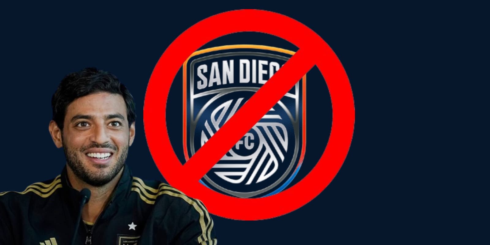 Carlos Vela junto al escudo de San Diego FC