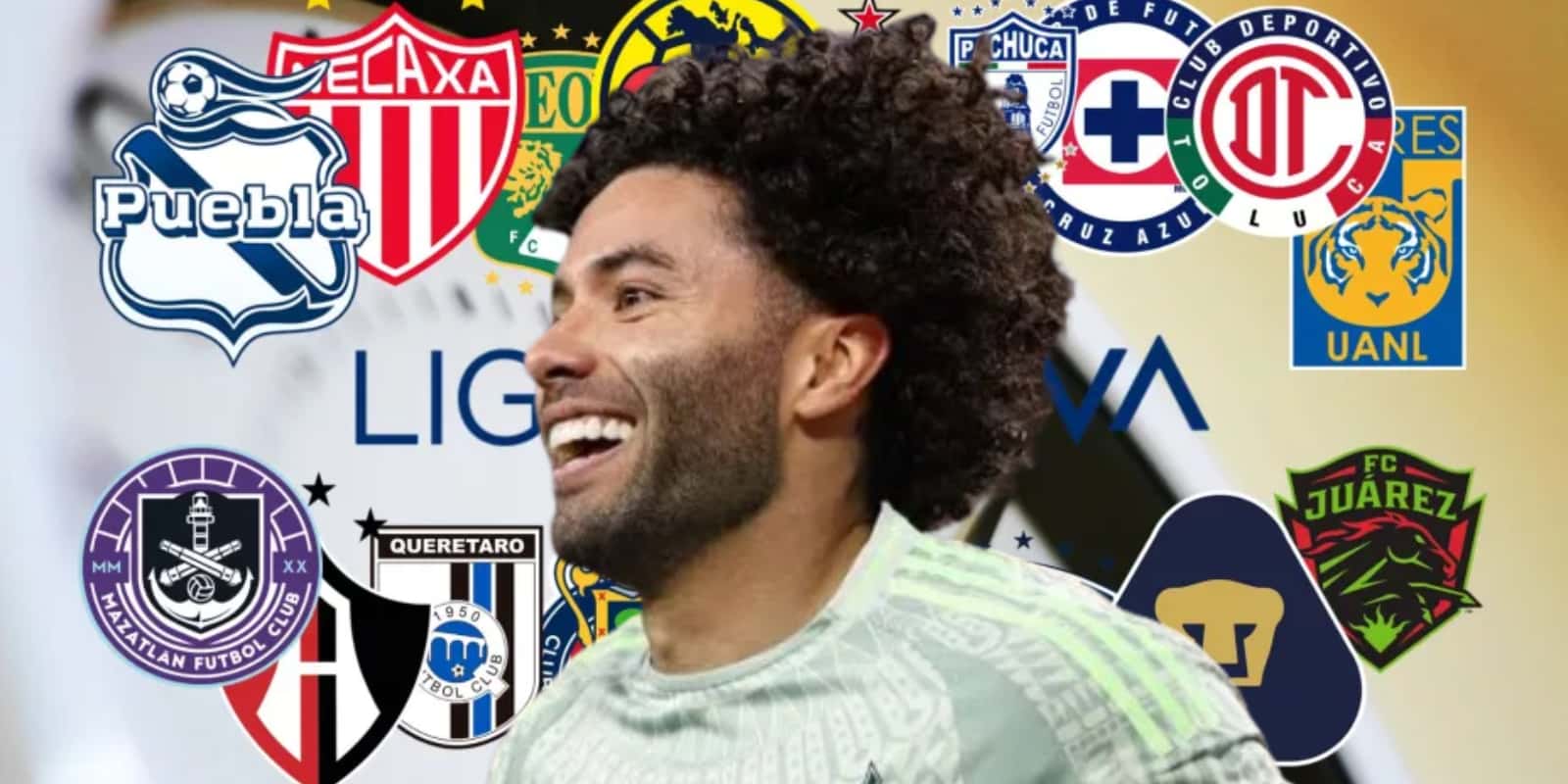 César Huerta junto a equipos de la Liga MX / FOTO GOAL