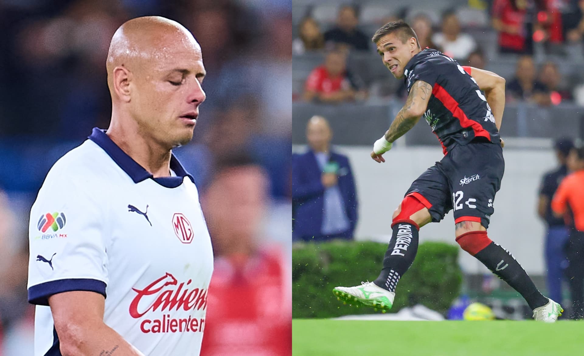 Chicharito sale del campo de juego con bronca (Fuente: Mexsports)