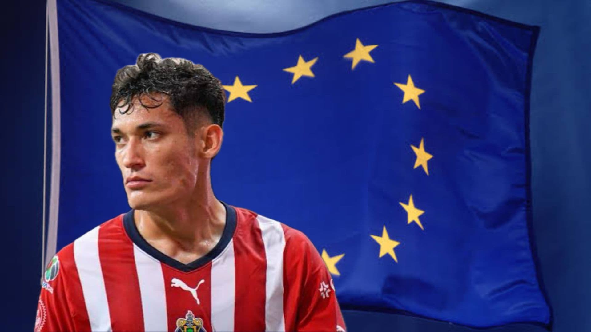 Chiquete y la bandera de la Unión Europea