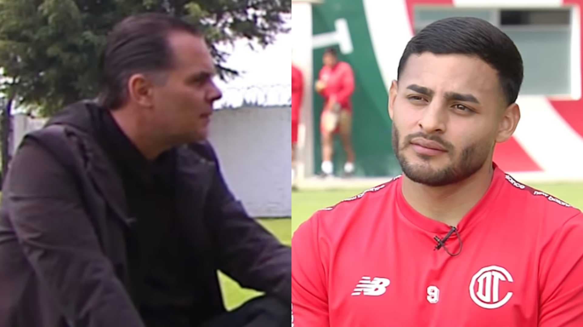 Christian Martinoli y Alexis Vega durante una entrevista (Foto: TV Azteca)