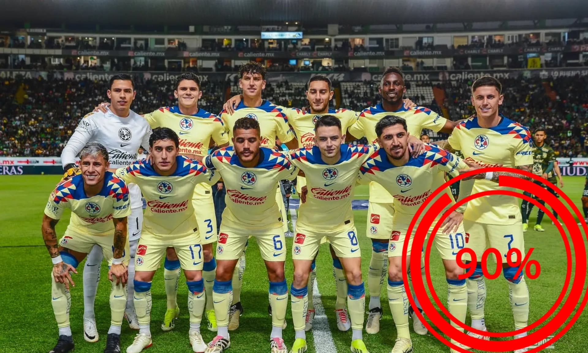 Club América posa para foto en estadio de León / Mexsports