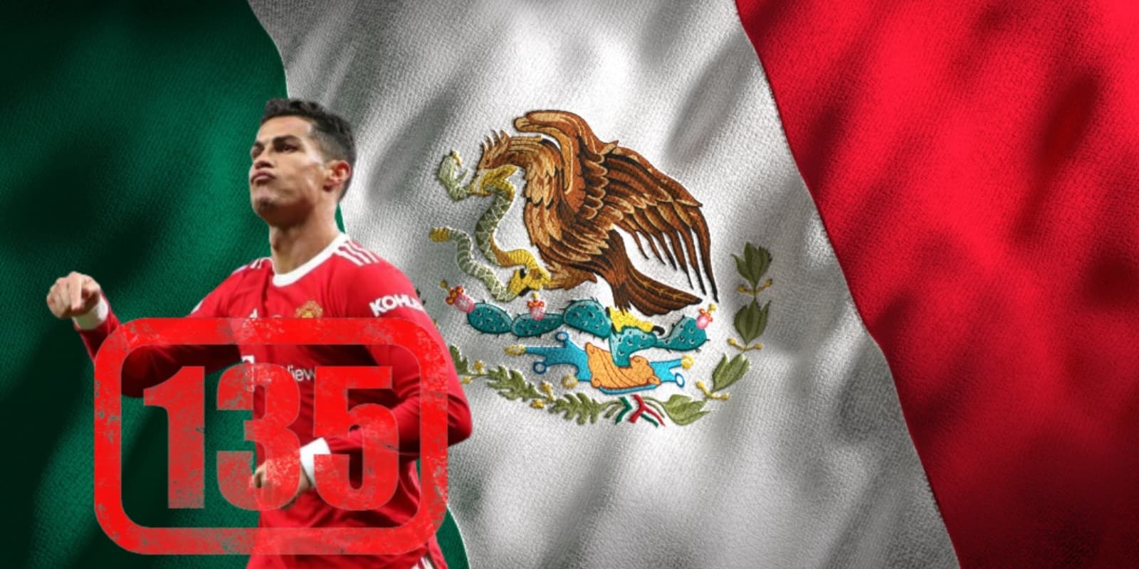 Cristiano Ronaldo junto a la bandera de México / FOTO CLG Noticias