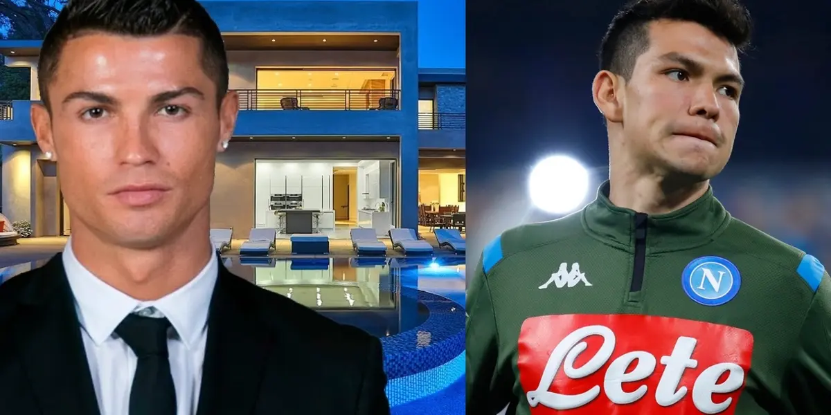 Cristiano Ronaldo paga 14 millones de dólares por la residencia que ocupa en Turín. Mira en cambio lo que gasta Hirving Lozano en la residencia que vive en Napoli.