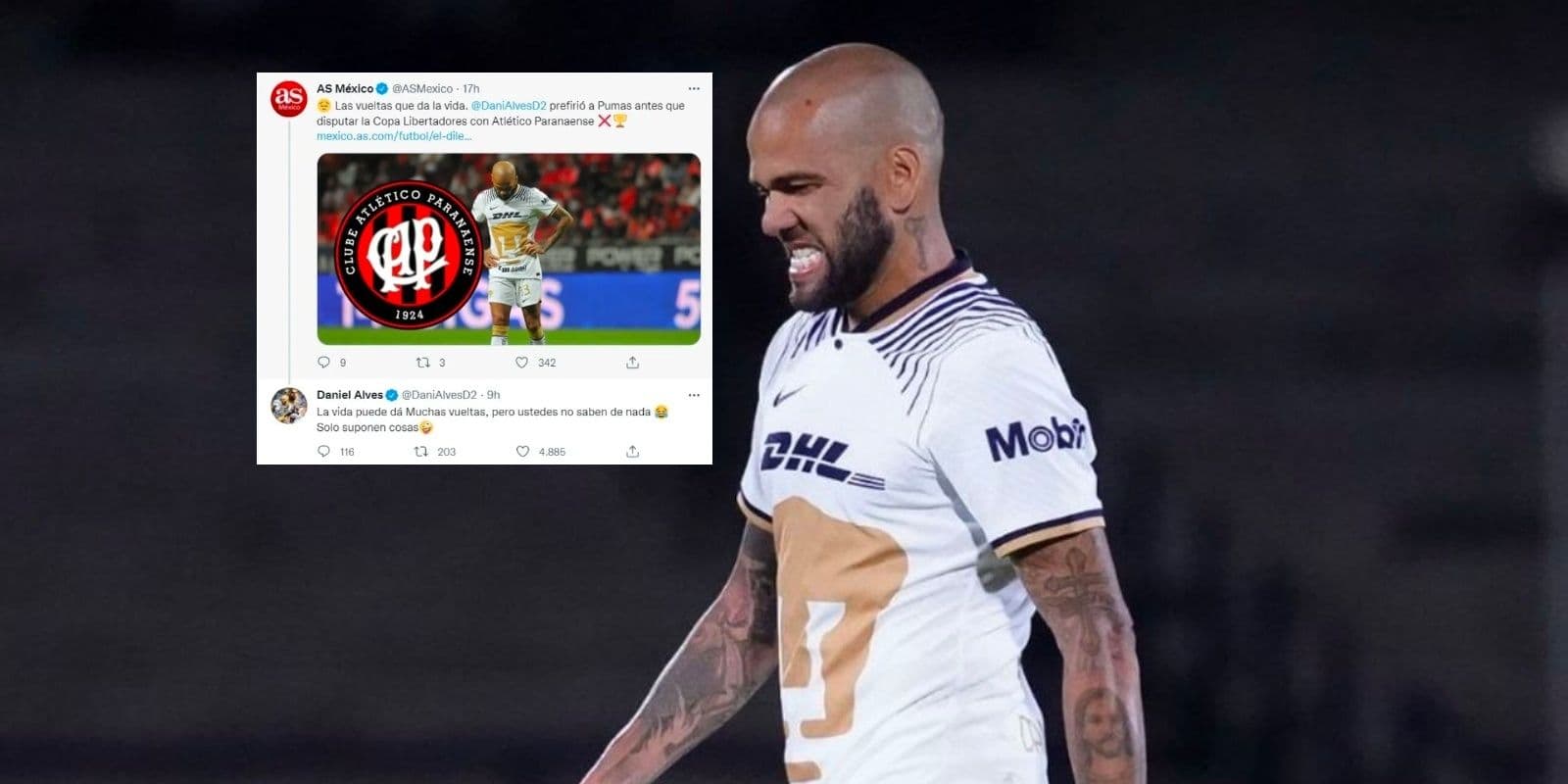 Dani Alves explotó en redes sociales ante las críticas por el mal paso de Pumas.