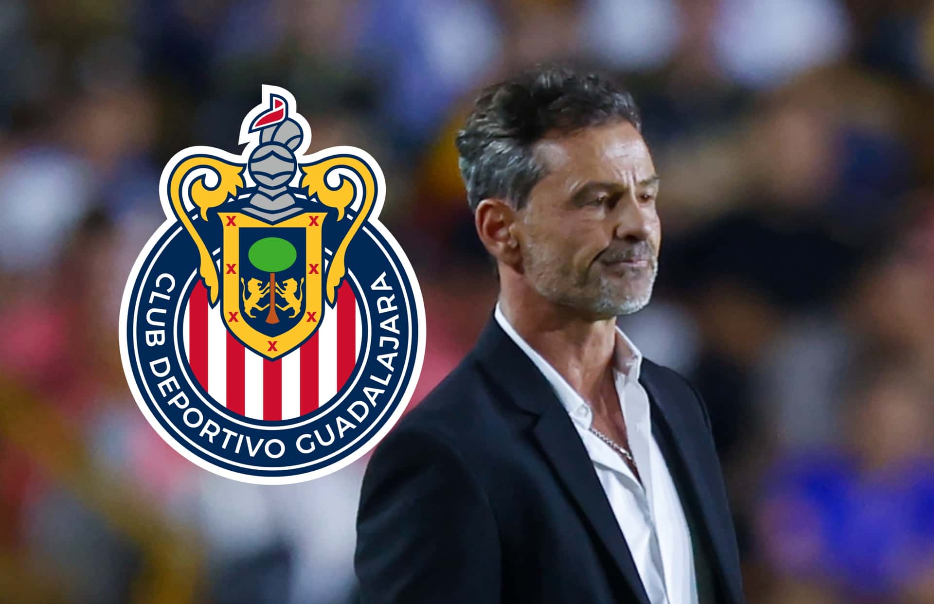 Diego Cocca y escudo de Chivas/Foto Imago 7.