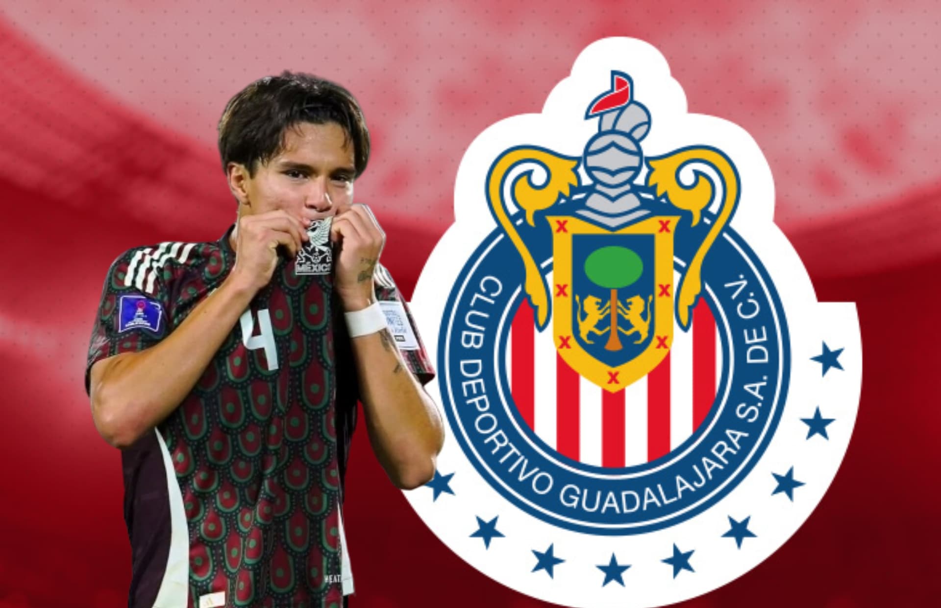 Diego Ochoa y escudo de Chivas/ Foto ESPN.