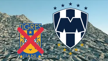 Dinero y escudos de Tigres y Monterrey/ Foto: Changoonga.com 