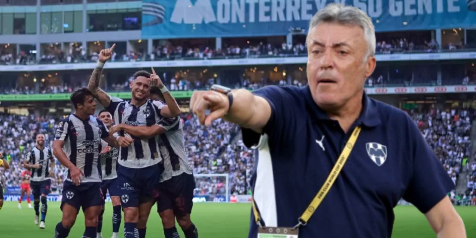 Domènec Torrent junto a jugadores de Rayados / FOTO EL ECONOMISTA