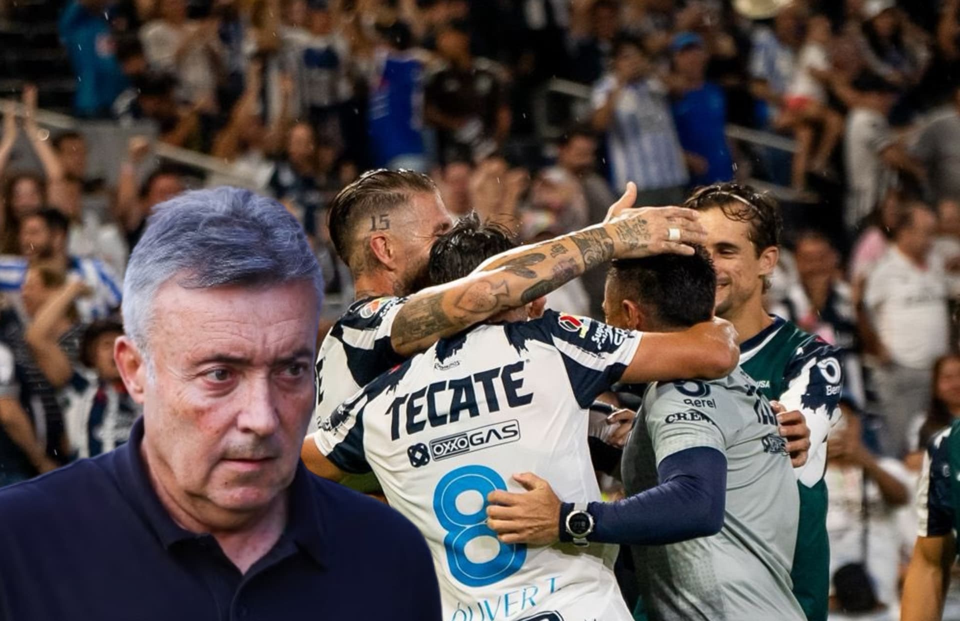 Domenec Torrent y jugadores de Monterrey/Foto San Cadilla El Norte.