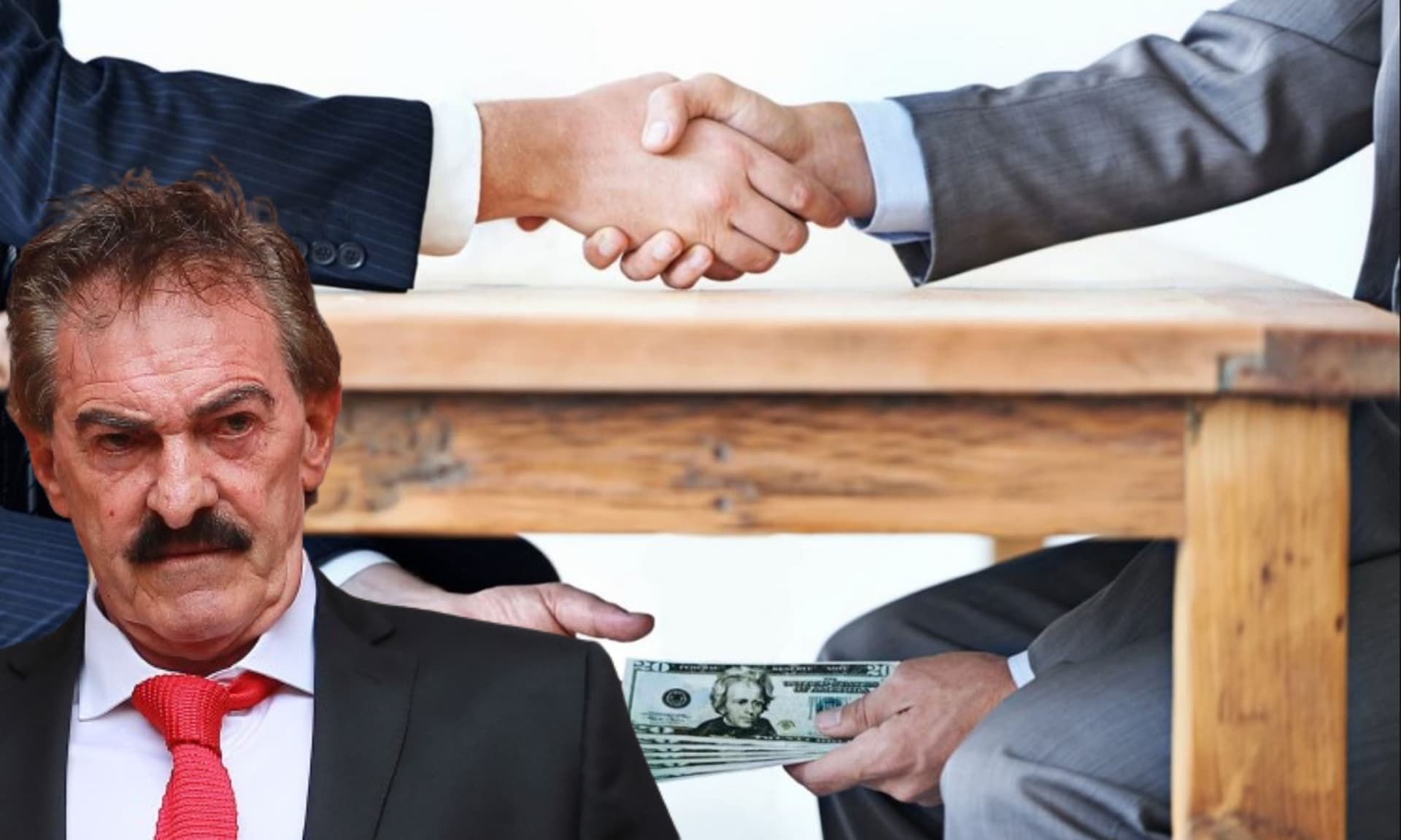 Dos hombres en una mesa intercambiando dinero (Fuente: Manuel Prado Mejía)