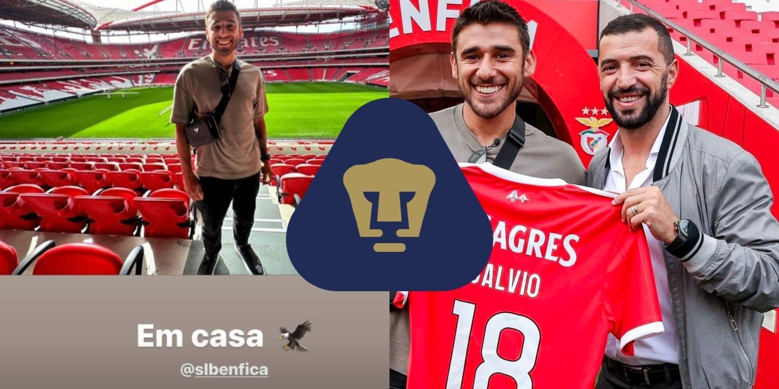 Eduardo Salvio fue captado en Portugal con la playera del Benfica.