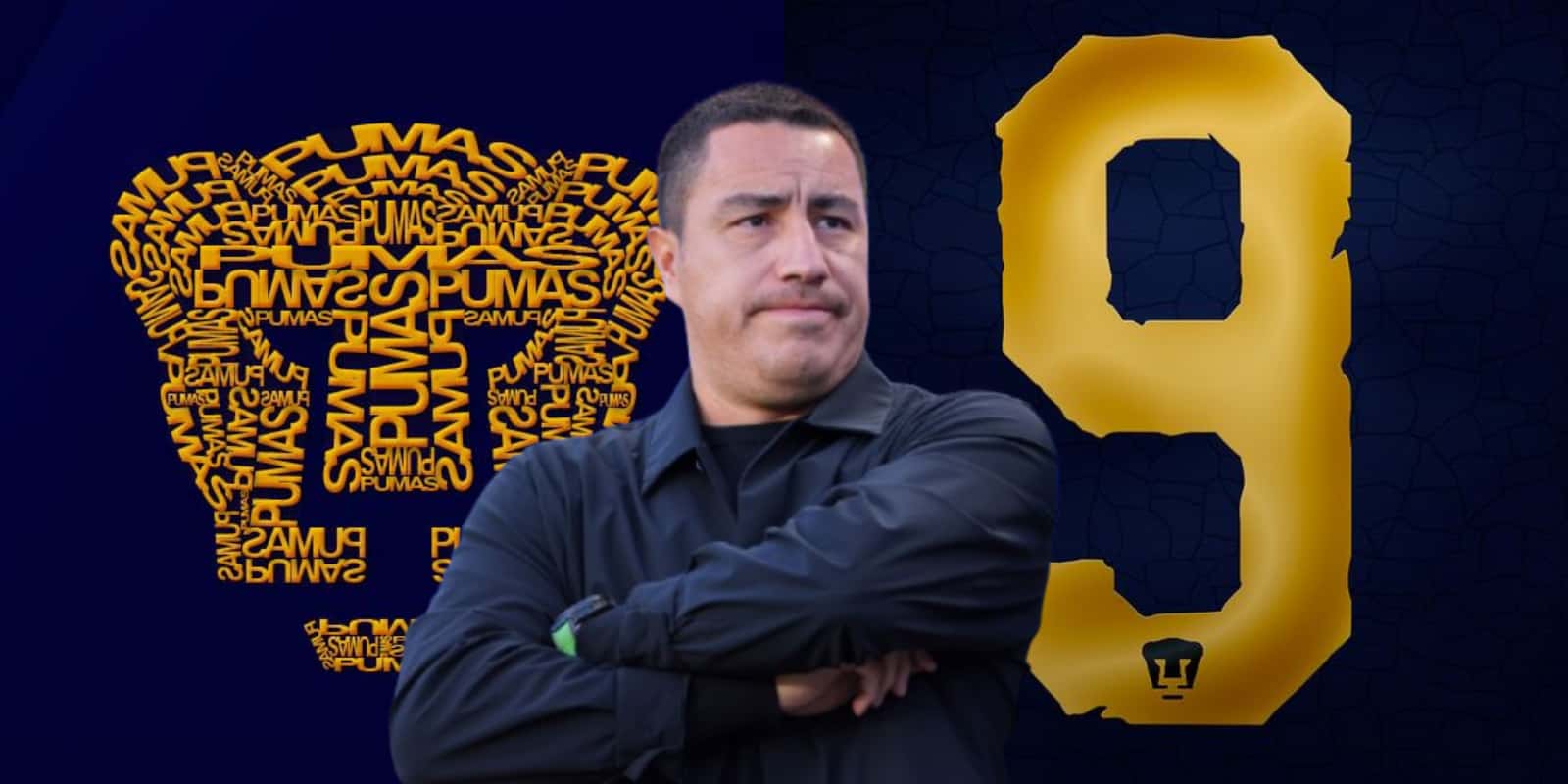 Efraín Juárez junto al escudo de Pumas / FOTO GETTY IMAGES