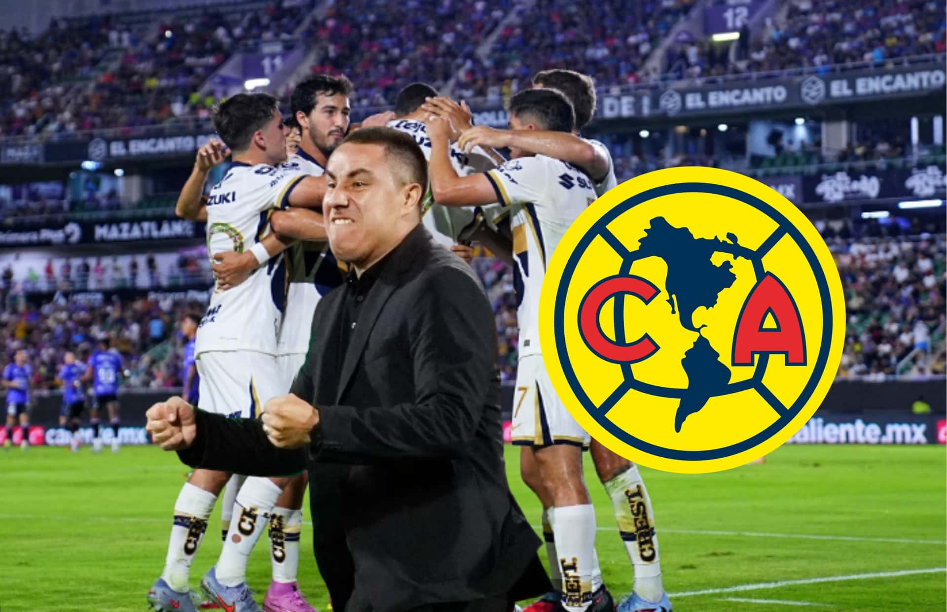 Efraín Juárez y jugadores celebrando/ Foto Pumas.