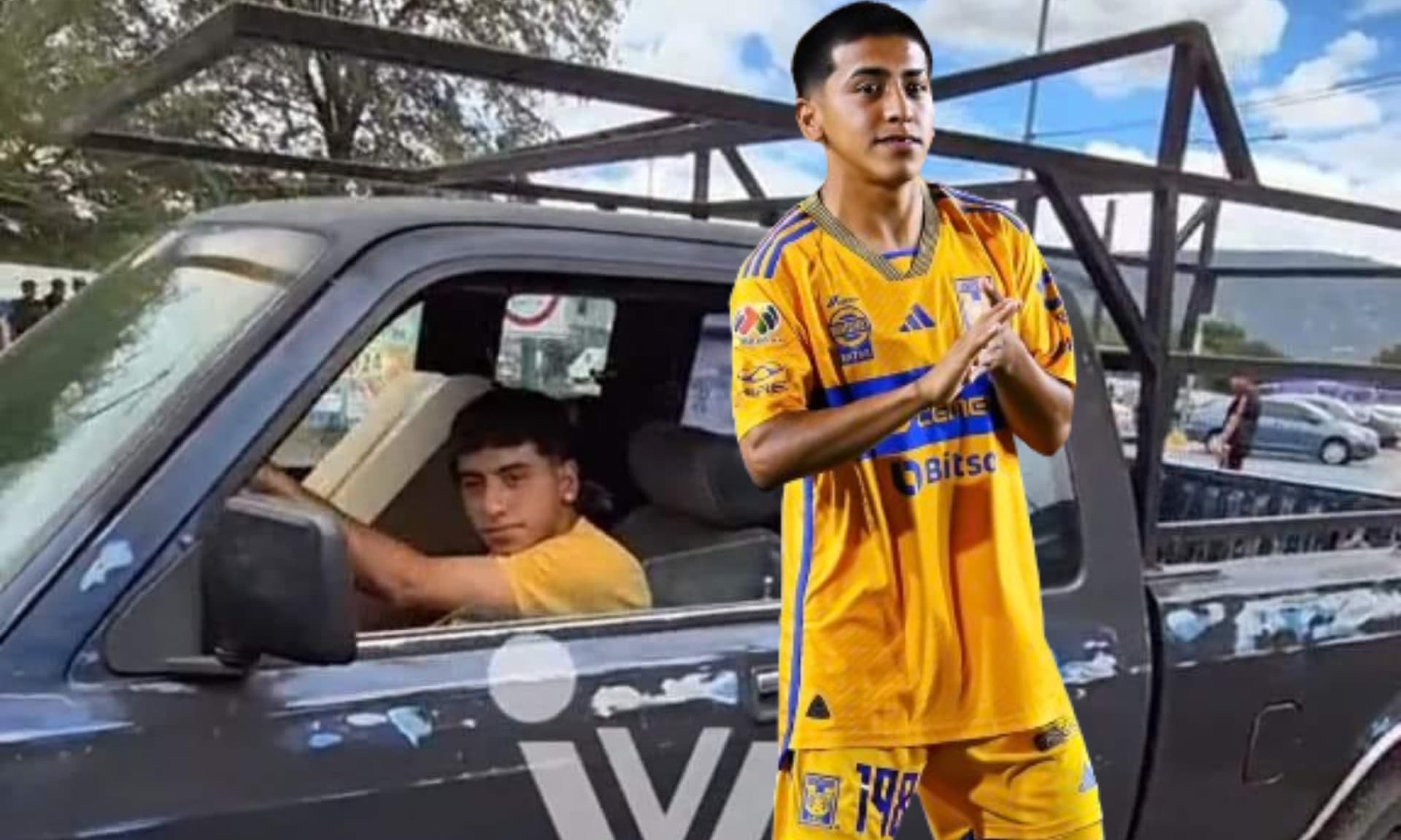 El Chicha ingresa a la concentración de Tigres en su vehículo, de la marca Dodge: (Fuente: Ivonne Vargas)