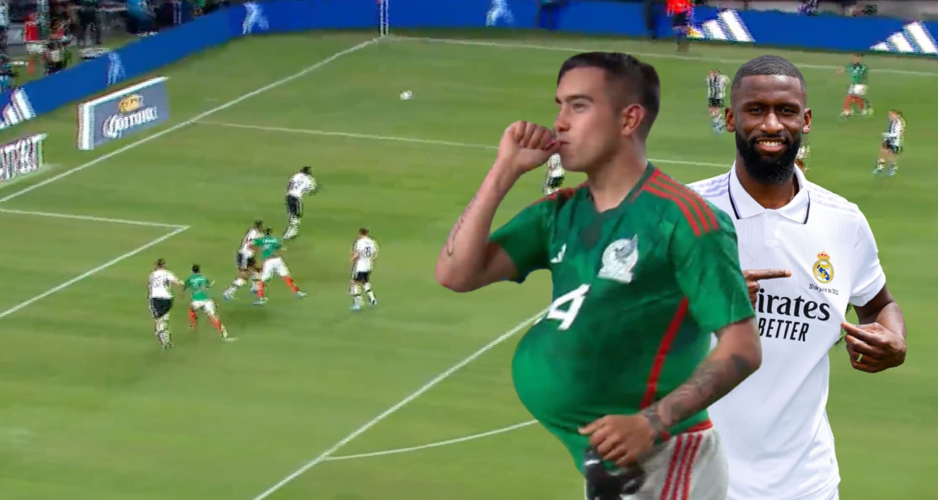 El defensa del Real Madrid y su reacción al ver que el Chiquito Sánchez les marcó un tanto.