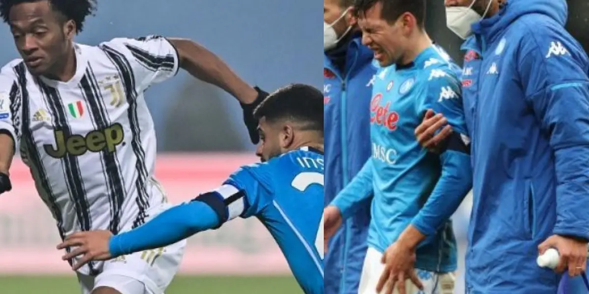 El jugador colombiano se la pasó pateando al mexicano en el juego ante Juventus y pudo provocar la lesión, ahora el universo le pasa factura.